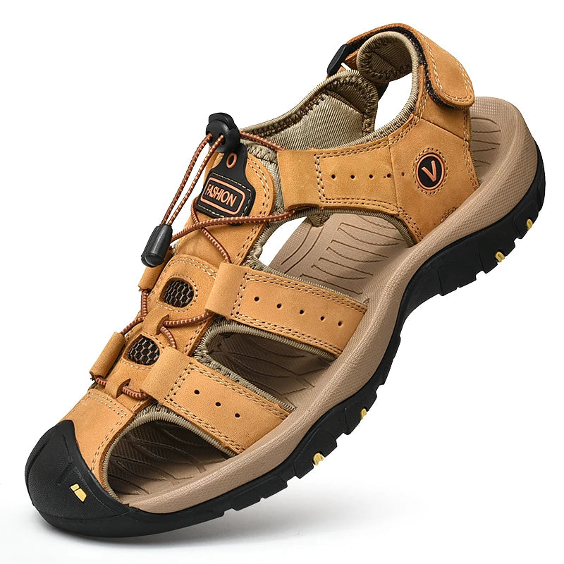 Summer Men Sandals Genuine Leather Casual Shoes Outdoor Beach Shoes Plus Size 38-48.
