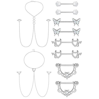 Stainless Steel Nipple Piercing Jewelry, Zircon Nipple Rings, Barbell Body Jewelry, Nipple Shield Bar