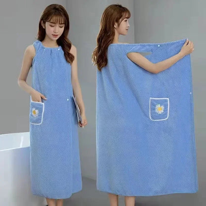 Bath Towel  Women Wearable Wrap Polyester Skirt Washable Bathrobe.