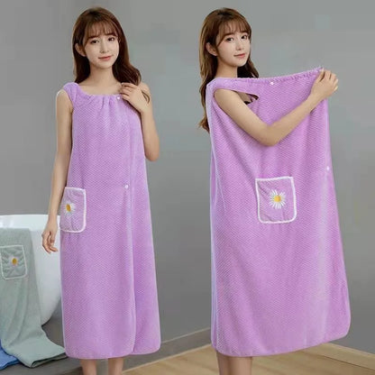 Bath Towel  Women Wearable Wrap Polyester Skirt Washable Bathrobe.