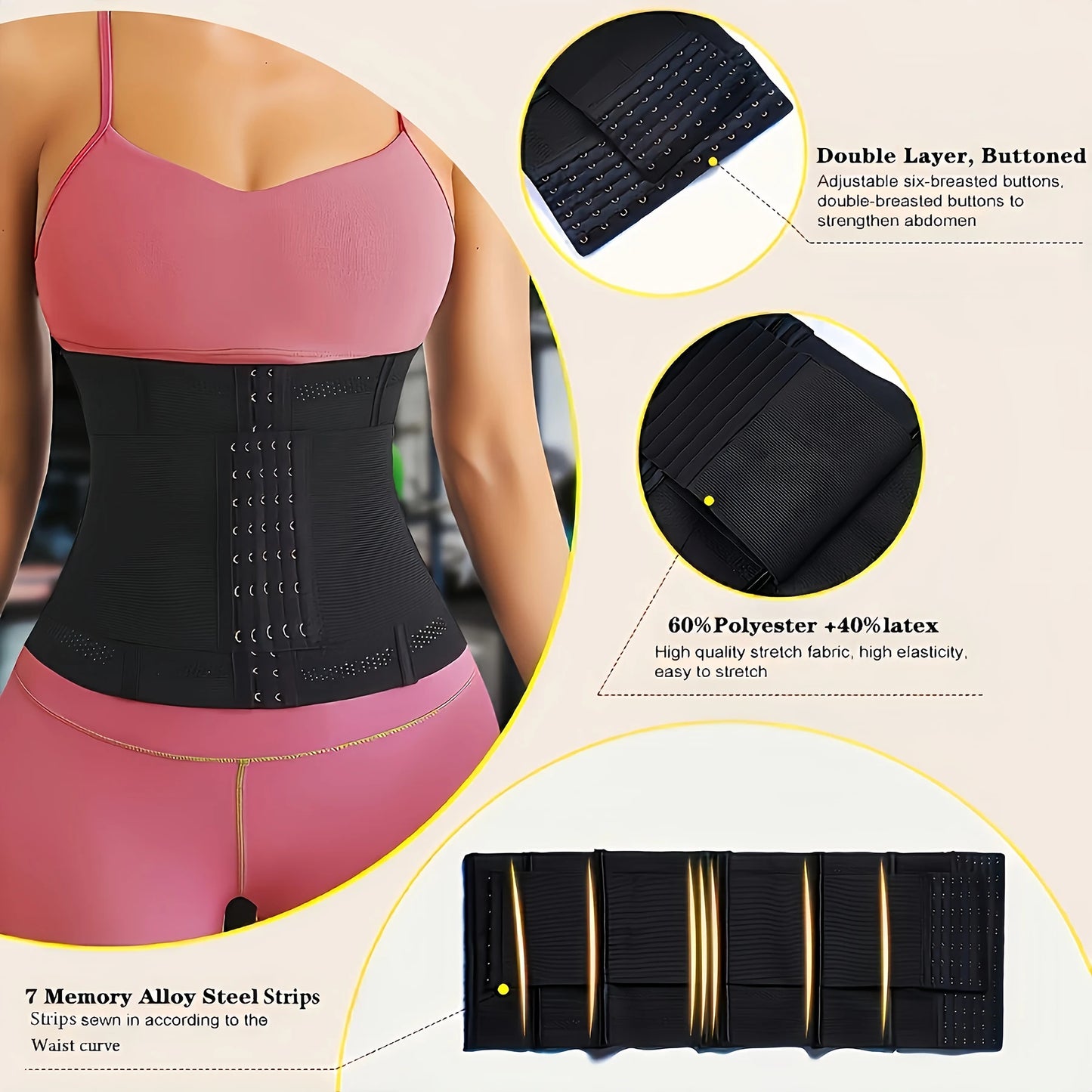 Waist Trainer for Women Under bust Waist Cincher Corset, Tummy Control Sport Girdle Hourglass Body Shaper.