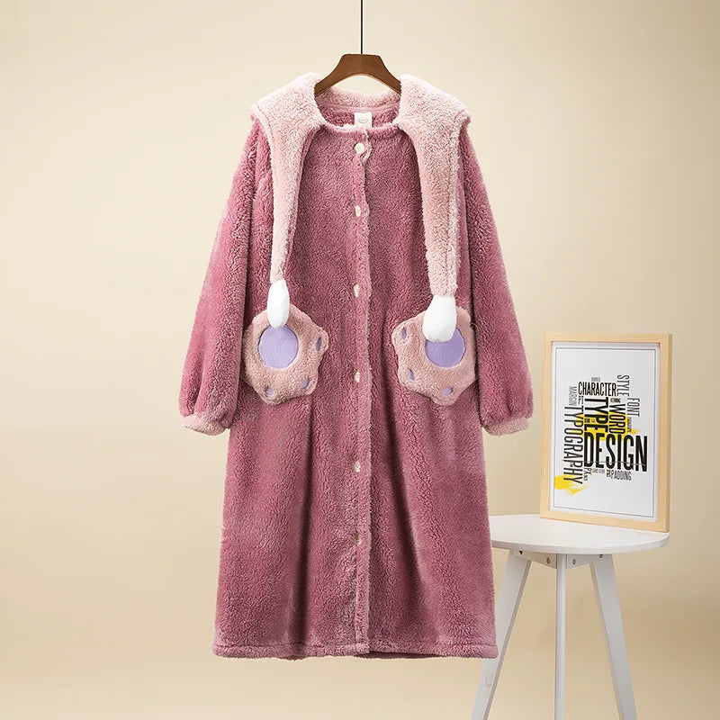 Disney Stitch Warm Fleece Lined Sleepwear Robe, Soft Material Men, Women Pajamas Set.