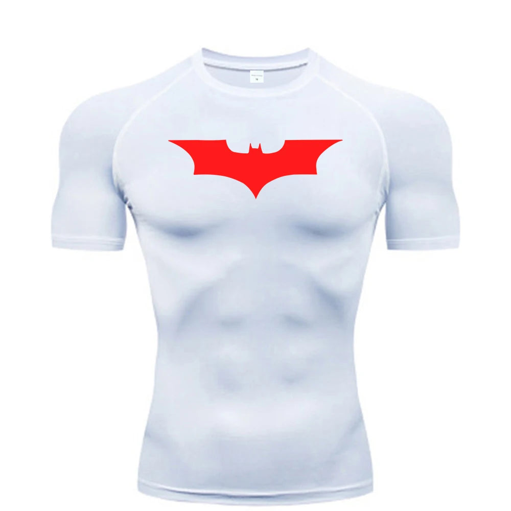 Bat man Printed Men's Tight T-Shirt Running Compression , T Shirt Gym Fitness , Short Sleeve Male Casual Shirt Tops