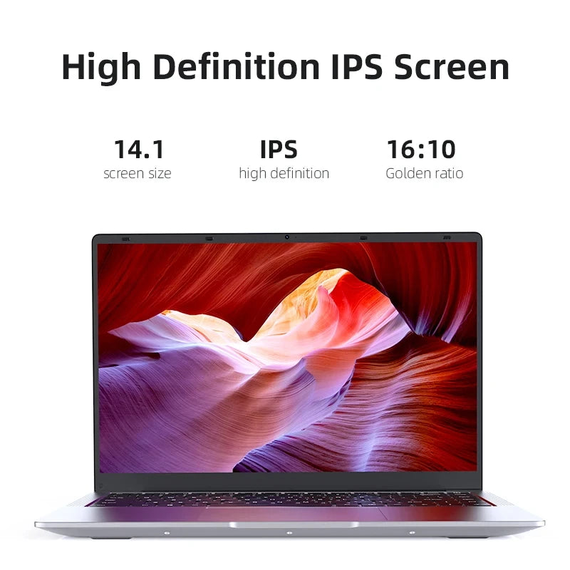 14.1" Ultra Slim Windows 11 Pro Laptop Computer, intel Atom A3950 12GB RAM, 1TB 2TB SSD Notebook, PC 1080P HD Office Study Laptops.
