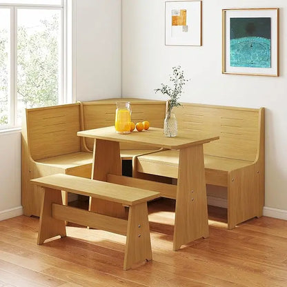 Breakfast Nook Corner Dining Table, Kitchen Bench Chair Set, Reversible L-Shape