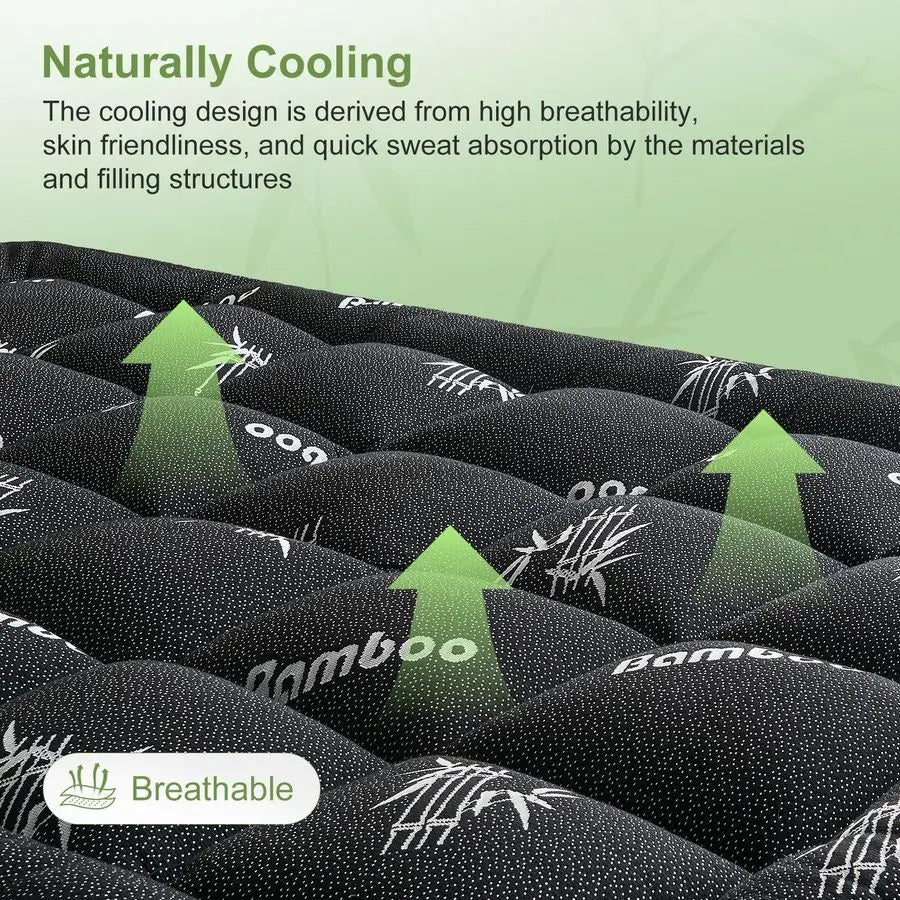 Mattress Topper , Soft Thick Pillow Top Mattress Cover for Back Pain, Cooling Mattress .