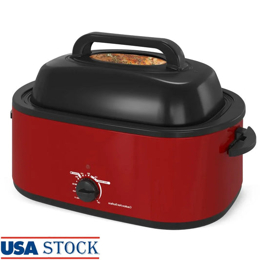 Electric Roaster Oven,1450W Multi-Function Self-Basting Buffet Cooker Removable Rack Ideal Parties.