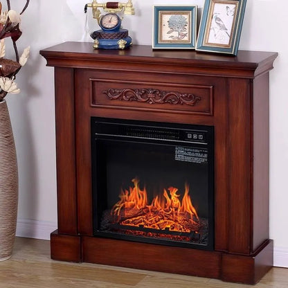 Natural Wood Living Room Fireplace Rustic  Decoration