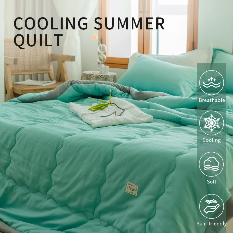 2024 new polyester cotton summer quilt, skin-friendly washable light luxury style solid color.