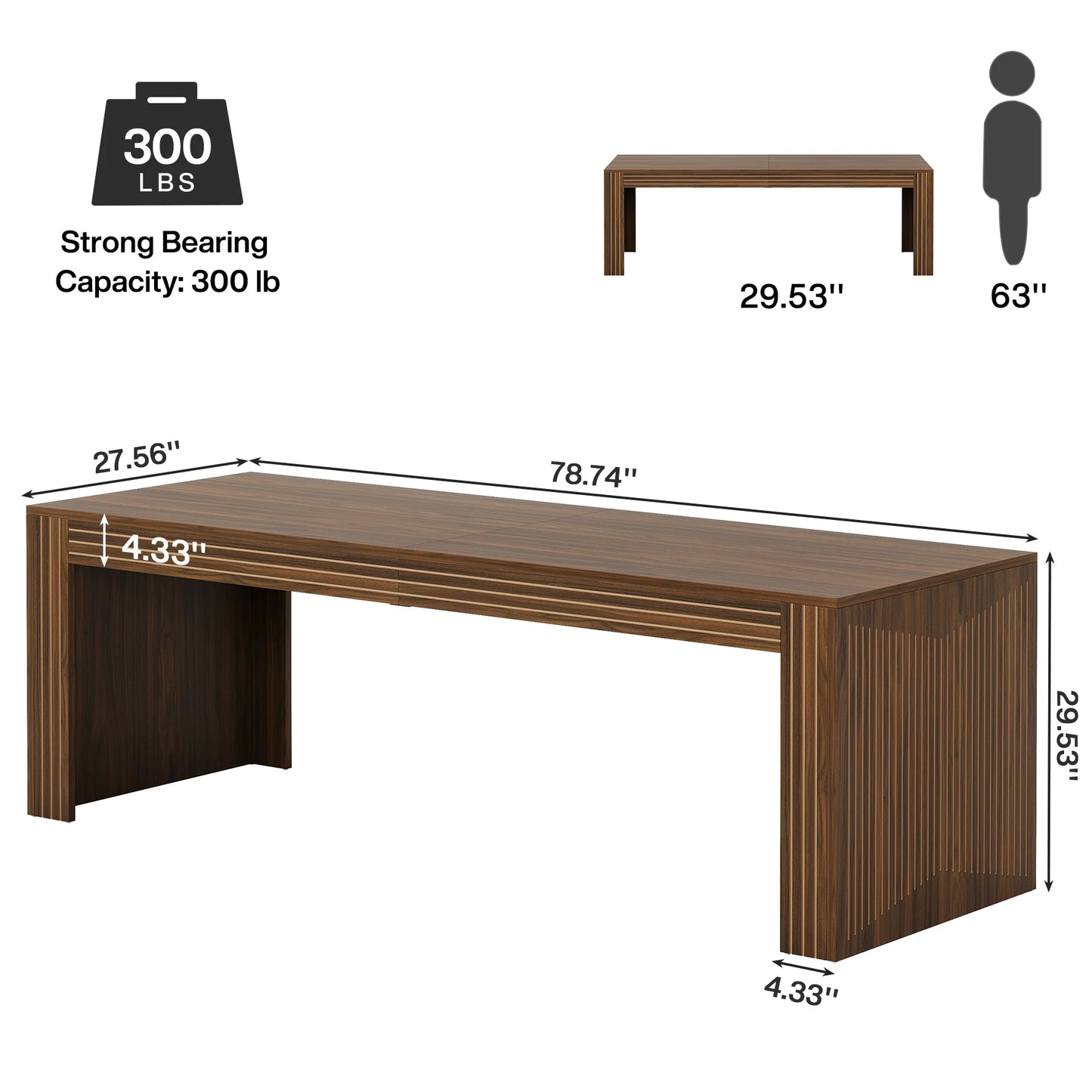 79-Inch Extra Long Desk, Two Person Double Desk for Home Office, Wooden Long Computer Desk.