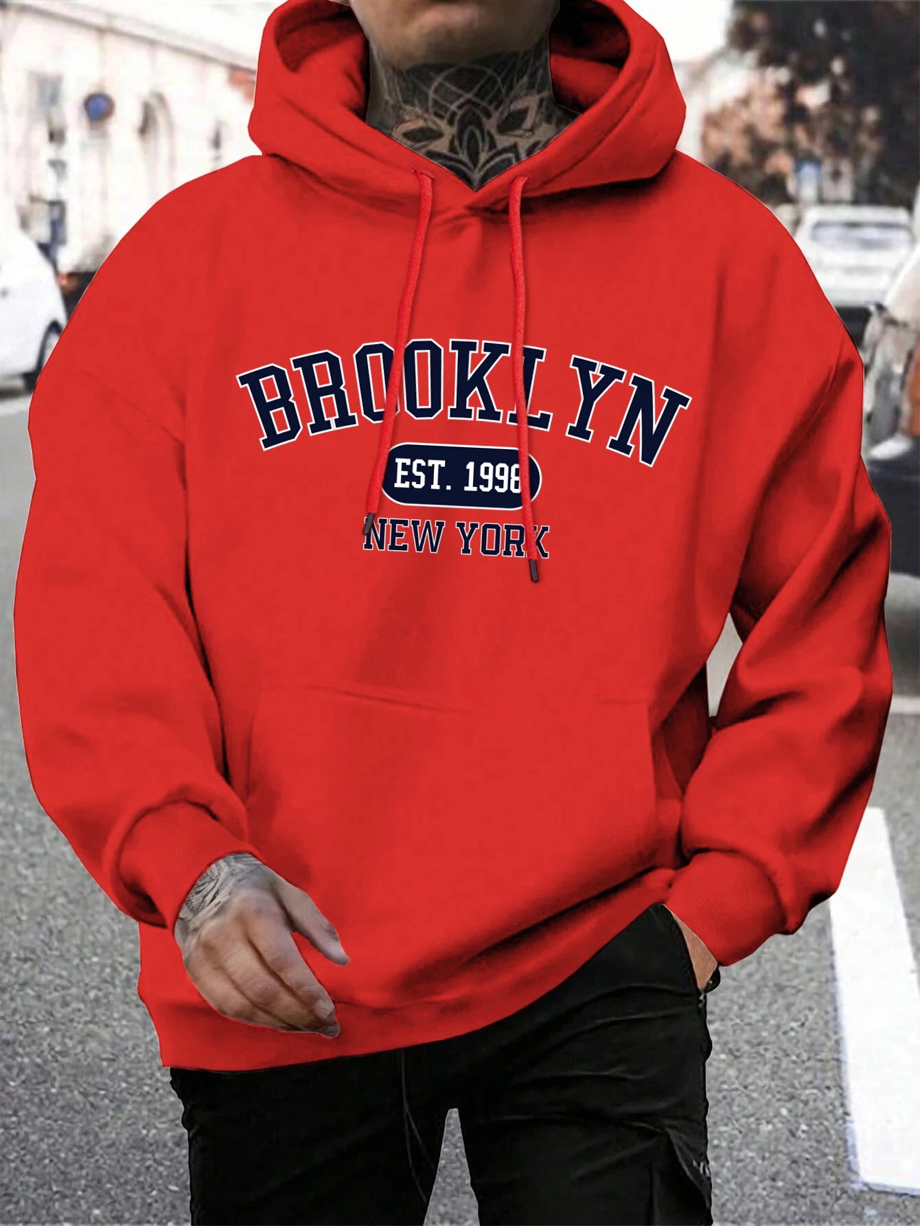 Brooklyn Est 1998 New York Printing, Men Hoodies Crewneck Fashion Oversize.