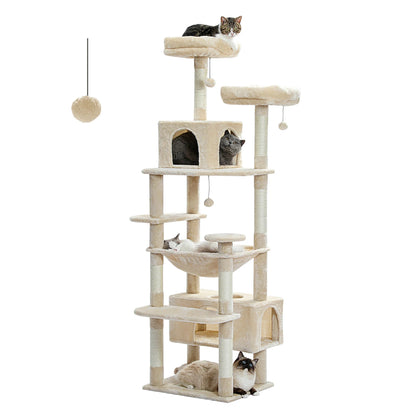 Cat Tree and Tower for Indoor Cats Scratching Posts  Hammock  Perches