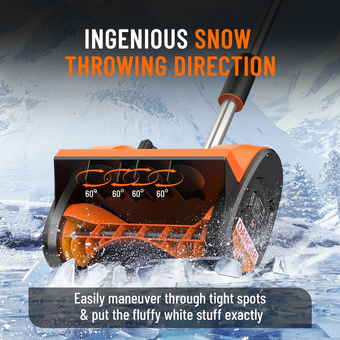 8000mAh Battery Powered 12x6-inch Electric Snow Shovel ,16.5ft Distance.