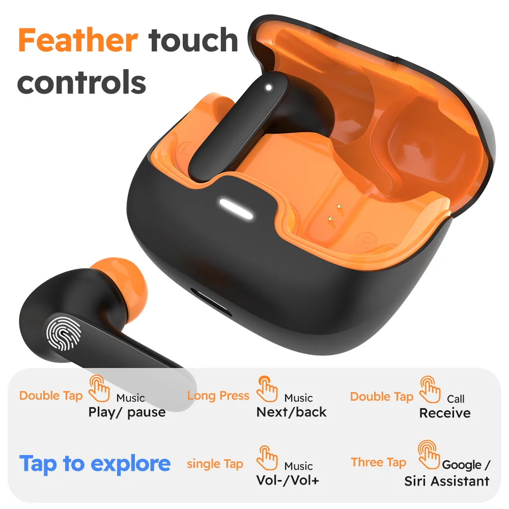 Bluetooth 5.4 TWS Wireless Bluetooth Earphones, Ultra-low Latency Dual Microphone Noise Cancelling.