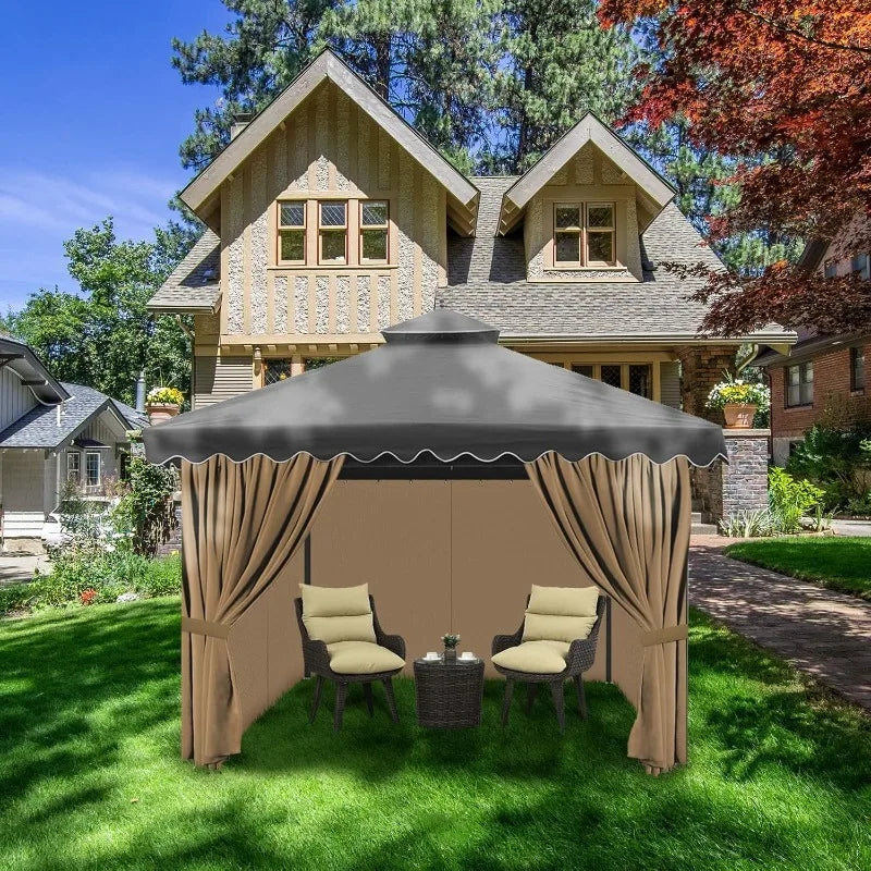 Gazebo Privacy Curtains with Zipper 4-Panels, Side Wall Universal Replacement for Patio.