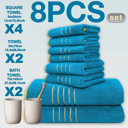8pcs Luxury Hotel High Quality Cotton Bath Towel Set, Quick-Drying Set.