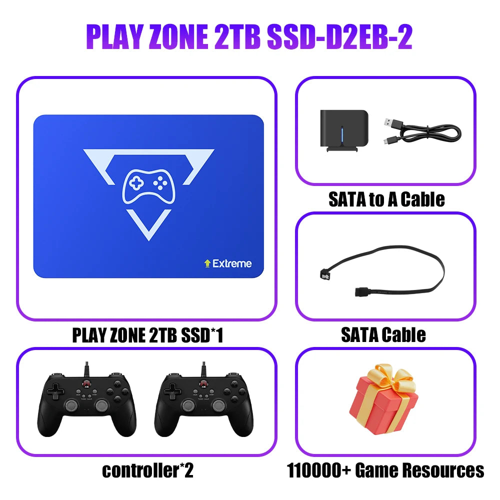 Play Zone 2TB Gaming SSD Game Console, with 20000+Game & 80+Emulator for PS5/4/3/2/Xbox/Switch/Wii/Wiiu Launchbox &Playnite.