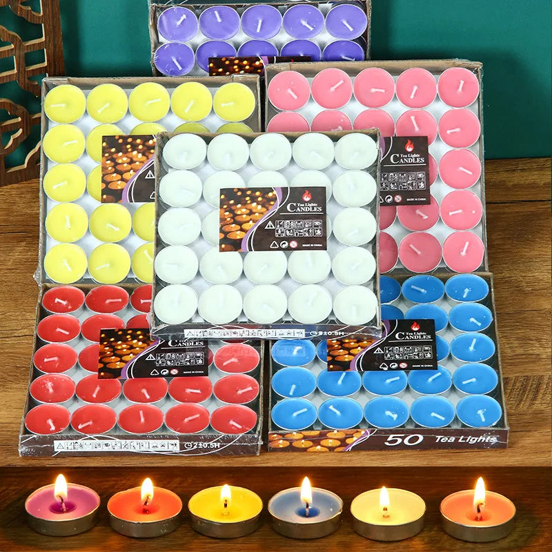 50-Pack Romantic Aromatherapy Candles, Smoke-Free Tea Wax 2-Hour Burn Time.