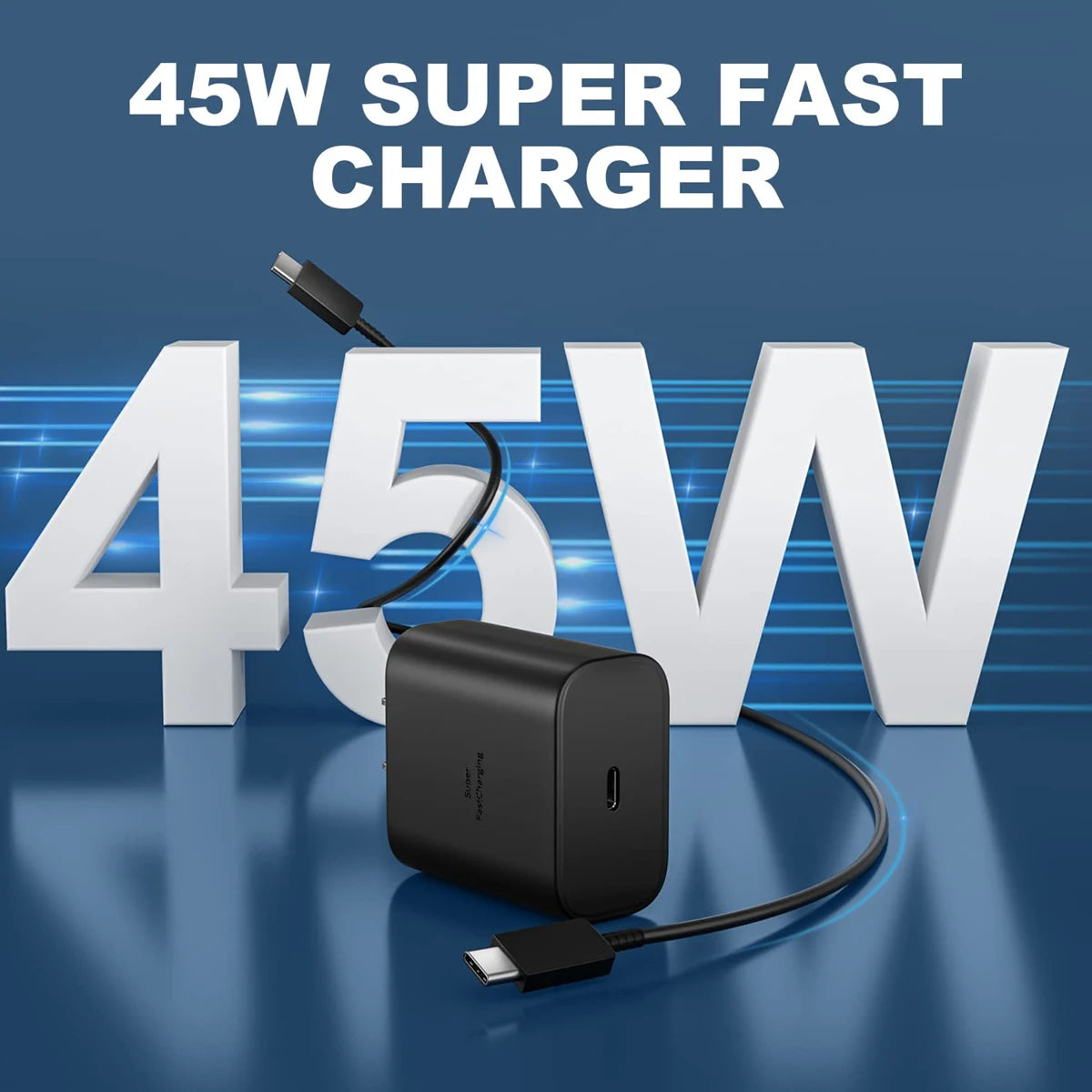 45W Super Fast Charging For Samsung Galaxy, S25 S24 S23 S22 Ultra S21, Plus Note 20, USB C Data Cable Portable Fast Charger Adapter.