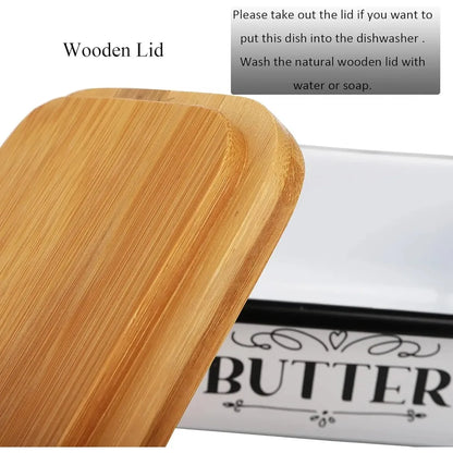 Wooden Butter Pan - Indestructible Enamel Butter Container