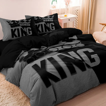 3pcs King & Queen Duvet Cover Set  Dormitory Decoration