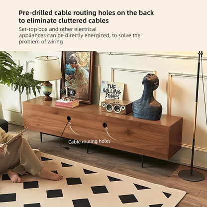 Mid Century Modern TV Stand for 70-90 Inch TVs, 4 Cabinet Storage Console.