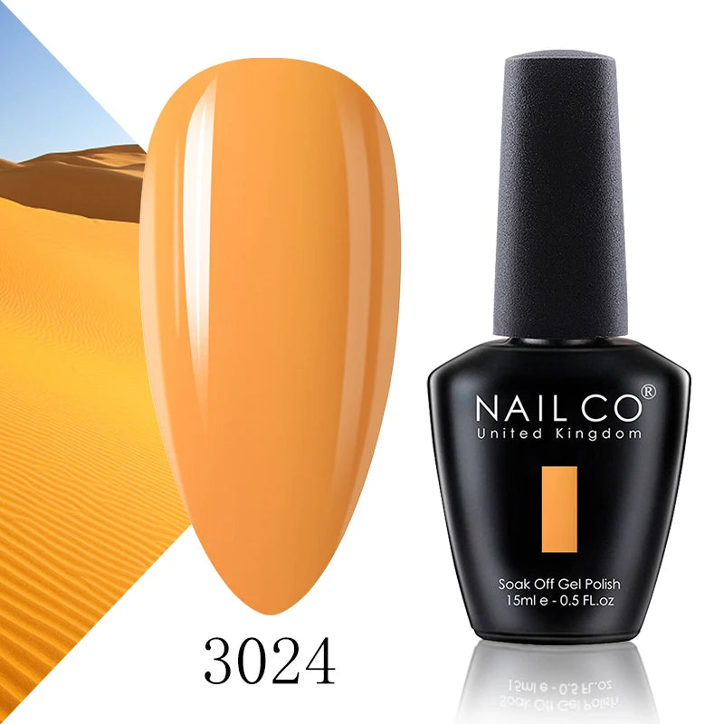 NAILCO 15ml Color Gel Nail Polish Soak Off, Hybrid Varnishes Manicure, UV&LED Nail Gel Semi Permanent Lacquer Base Top Coat.
