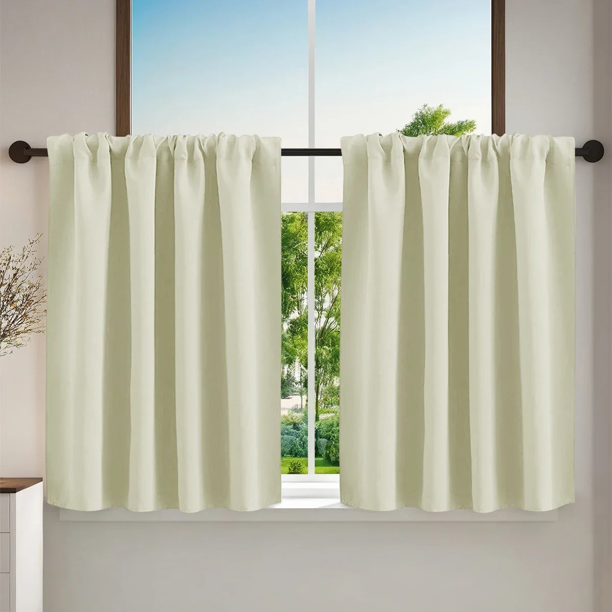 1pc Solid Short Curtain, Small Curtains for Kitchen, Bathroom, High Blackout.