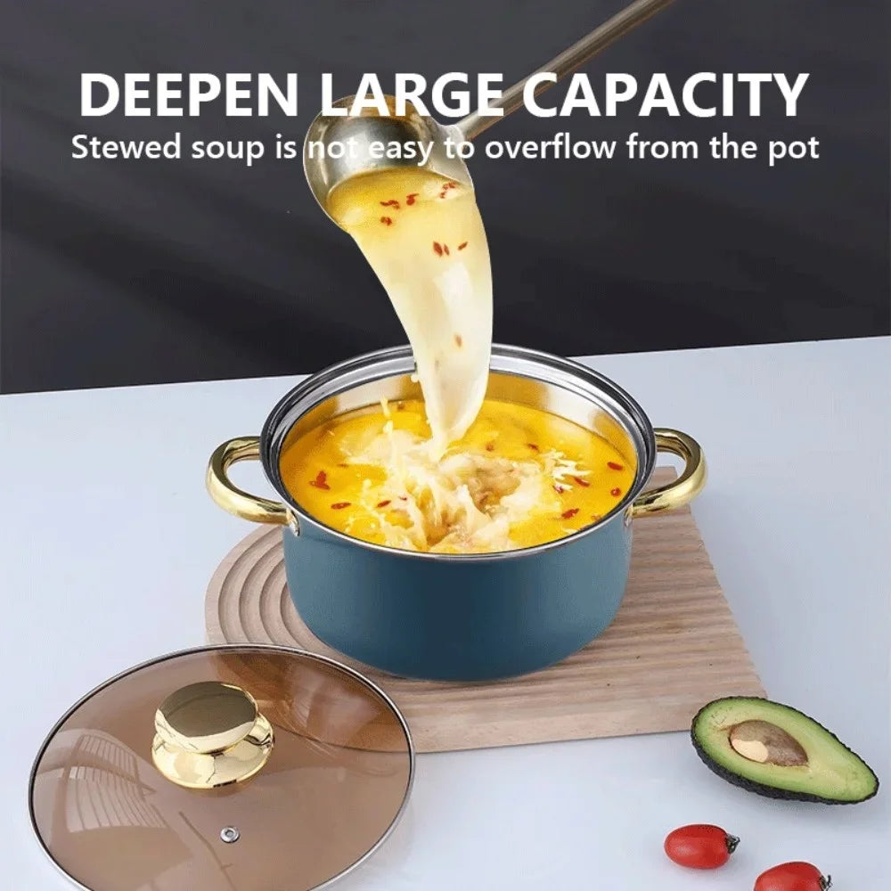 6-Piece Stainless Steel Cookware Set: Lid-Included, Non-Stick Pans