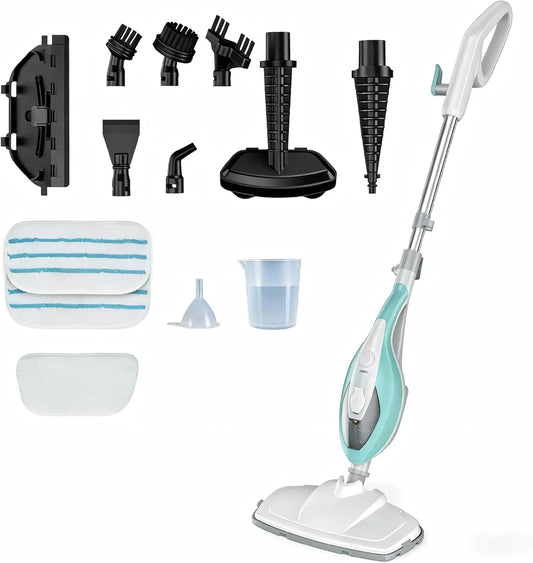 Steam Mop Cleaner, 1550W Detachable Handheld for Floors, Carpet, Tile, Windows - 16.4FT Cord & Washable Pads.