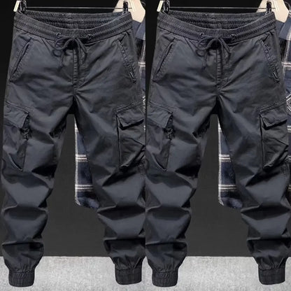 Fashionable Casual Pants Men's Loose-fit  Cargo Pants Solid Color Cropped