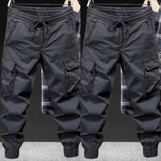Fashionable Casual Pants Men's Loose-fit  Cargo Pants Solid Color Cropped