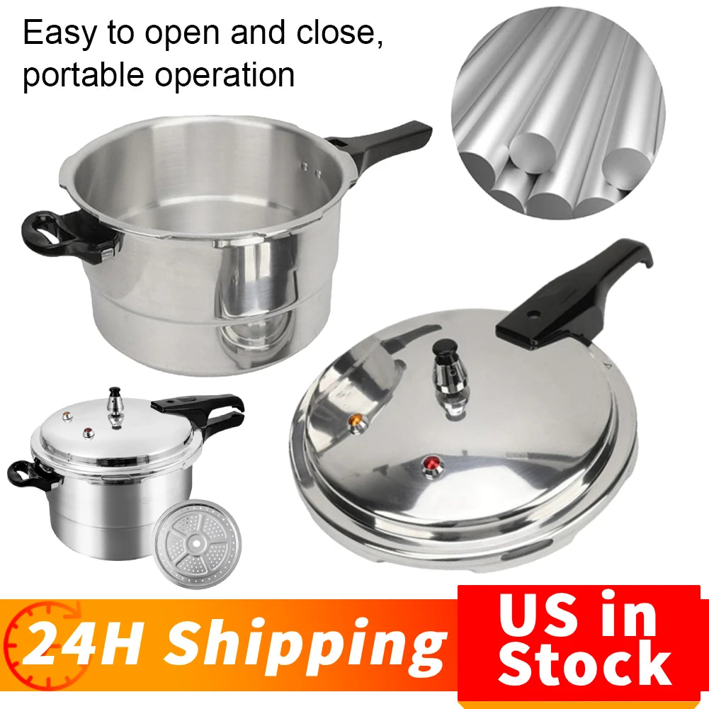 Aluminum Pressure Cooker with Steaming Plate, Aluminum Alloy Small Pressure Cooker for Gas & Induction Stove.