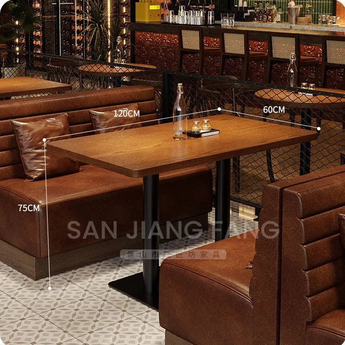 Retro Bar Dining Table and Chair Combination, Booth Table Chair, Dining