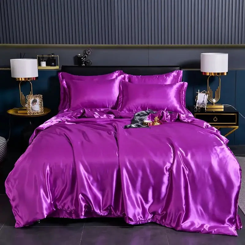 Luxury 100% Silk Bedding  with Duvet Cover4pcs Bed Cover