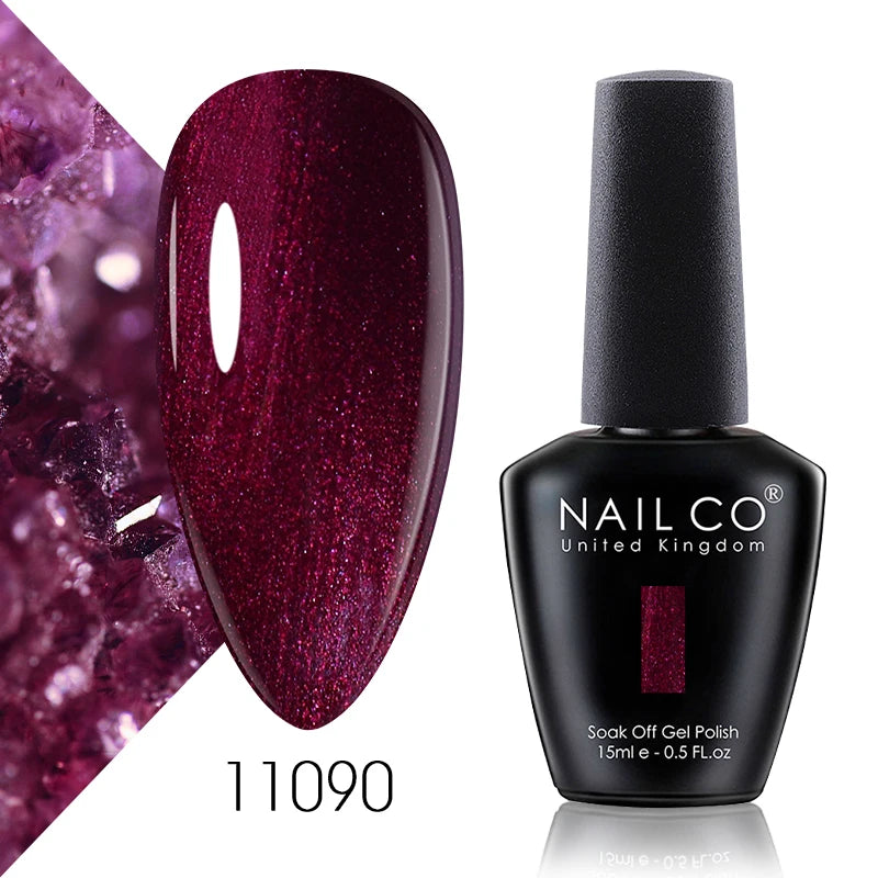 NAILCO 15ml Color Gel Nail Polish Soak Off, Hybrid Varnishes Manicure, UV&LED Nail Gel Semi Permanent Lacquer Base Top Coat.