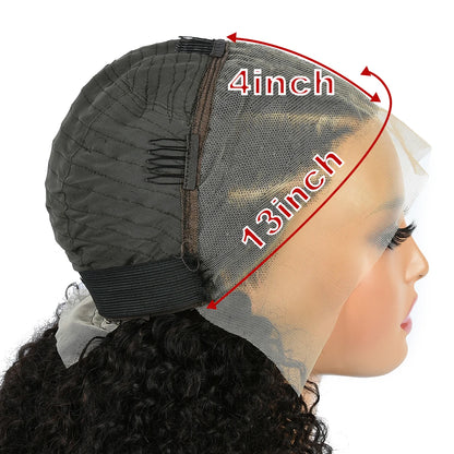 Braided Human Hair Wig 13x4 Lace Front  African Curly Human Hair Transparent Lace