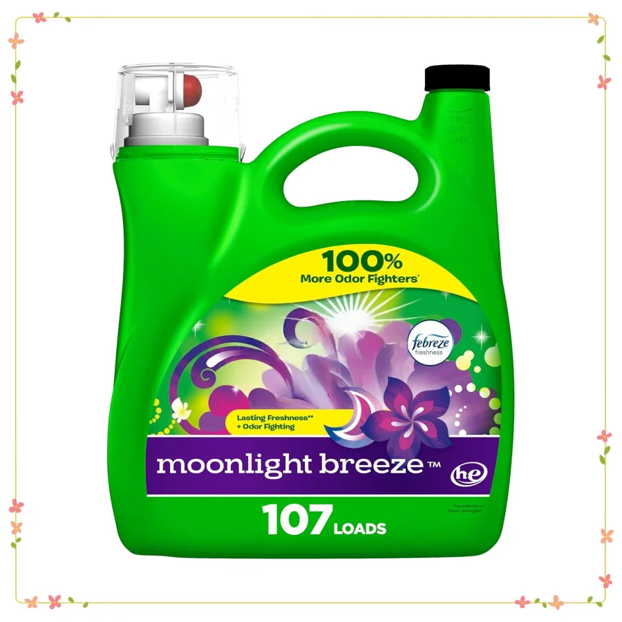 Liquid Laundry Detergent, Moonlight Breeze, 107 Loads, 154oz, HE Compatible.