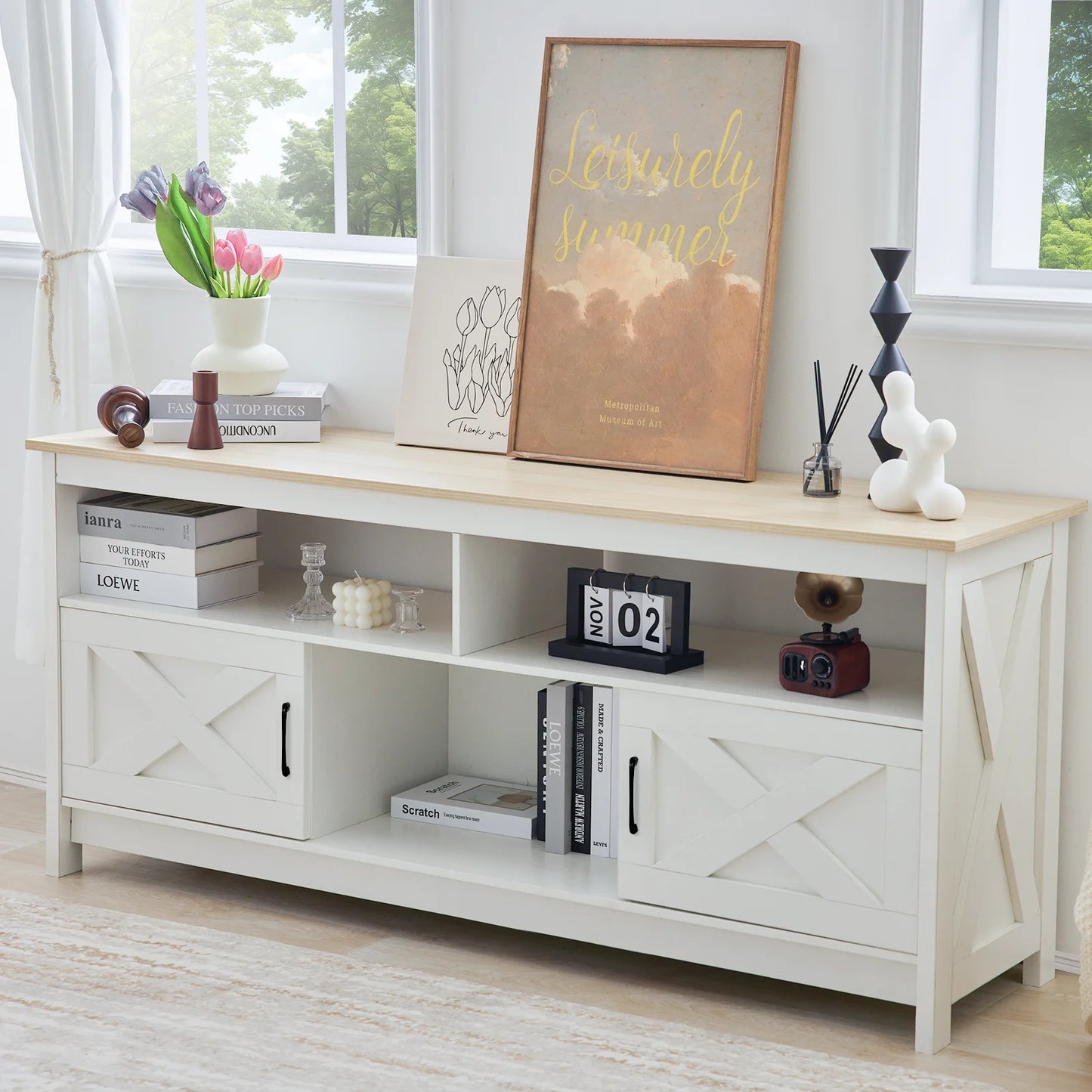 TV Stand for TVs Up to 65 inches Entertainment Center Power Outlet