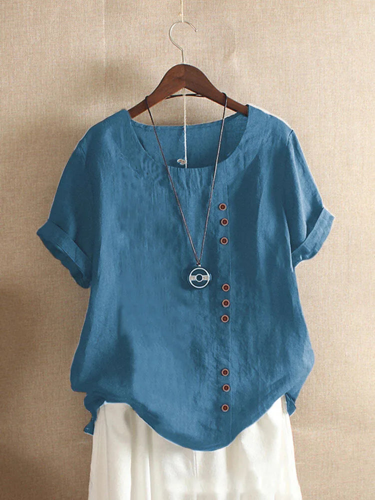 Cotton Linen Streetwear Summer Y2k Tops Vintage Fashion, Casual Shirts for Women ,Elegant Tees