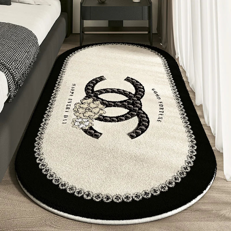 VIKAMA Flannel Fabric Carpet Oval-Shaped Anti-Slip Carpet High-End Texture.