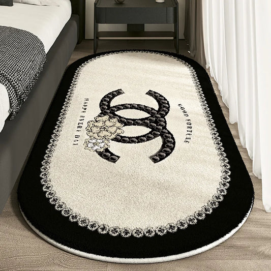 VIKAMA Flannel Fabric Carpet Oval-Shaped Anti-Slip Carpet High-End Texture.