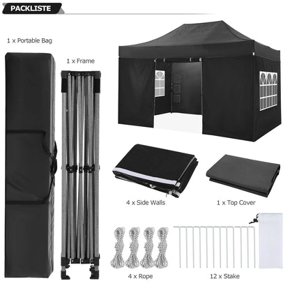 10x15 Heavy Duty Pop up Canopy,  with 4 sidewalls, Commercial  Canopy Wedding, Party Tents.