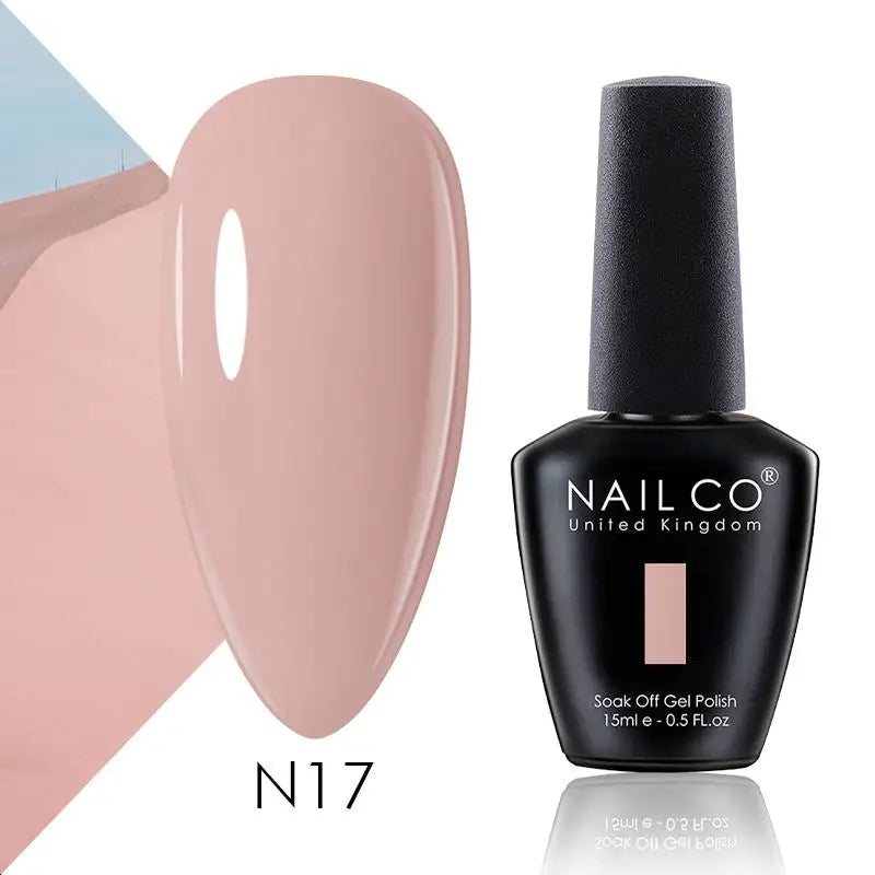 NAILCO 15ml Color Gel Nail Polish Soak Off, Hybrid Varnishes Manicure, UV&LED Nail Gel Semi Permanent Lacquer Base Top Coat.