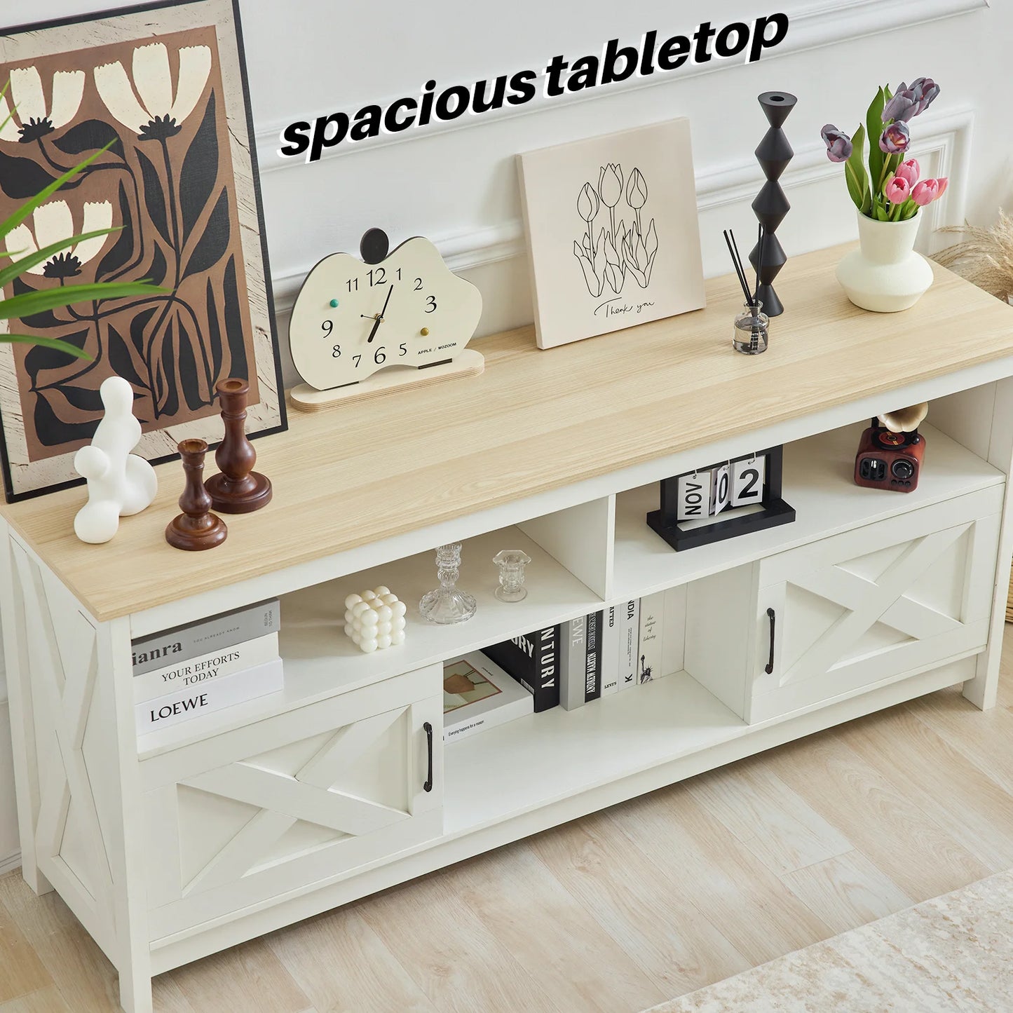 TV Stand for TVs Up to 65 inches Entertainment Center Power Outlet