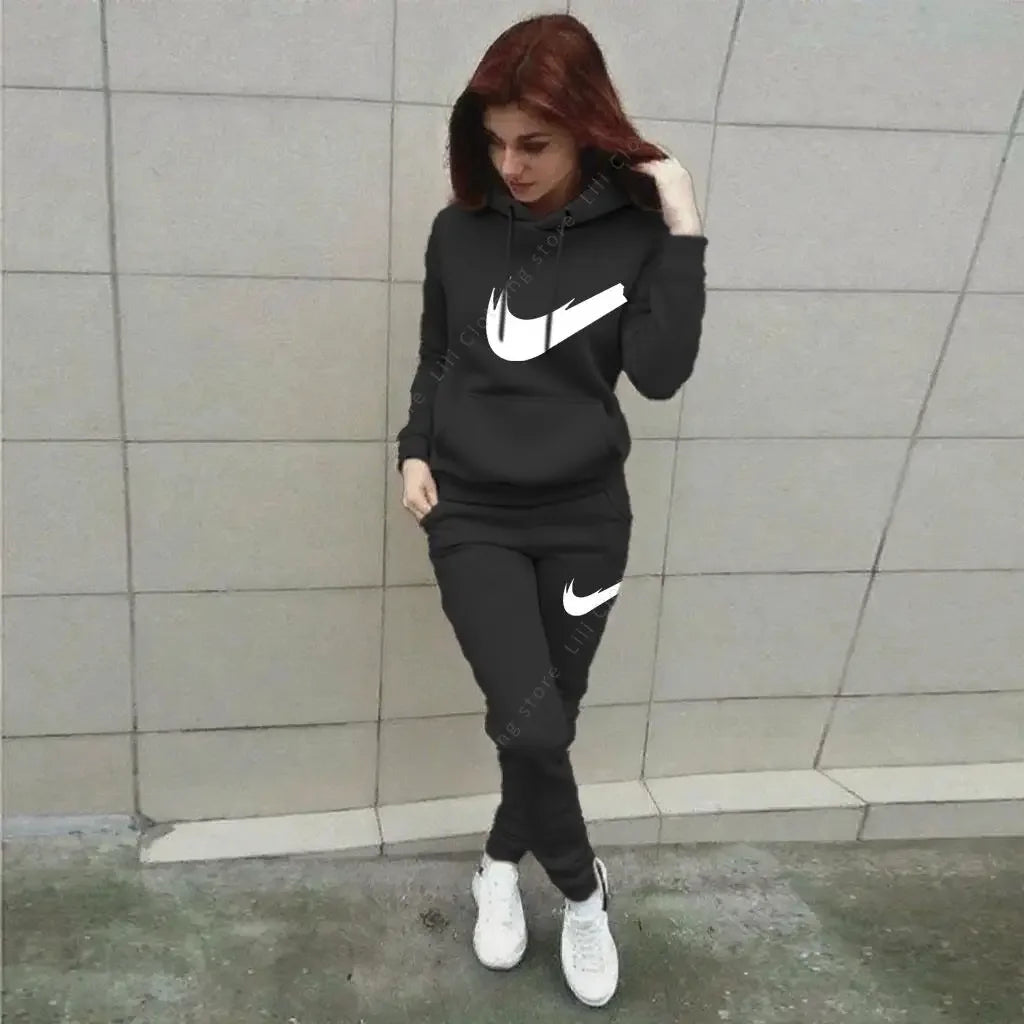 Hoodie Pants Sets Women 2pcs Sports Outfits, 2025 Home Outdoor Jogging New Designer, Autumn Winter Tracksuit.
