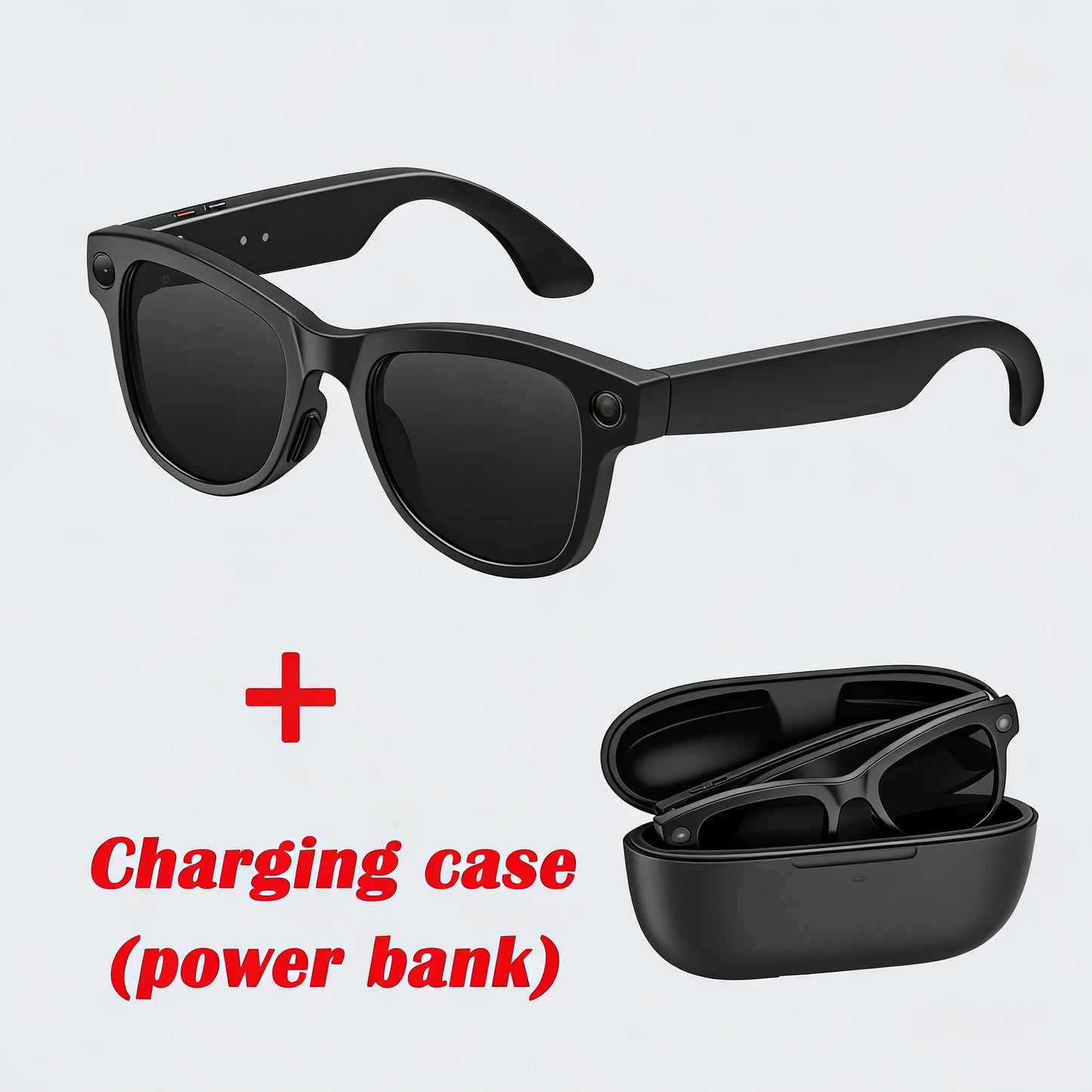 M02 AI Smart Glasses 8MP Camera, Video Recording,100+Languages Translation Sunglasses, Bluetooth Call, Music Play, with Charging Box.