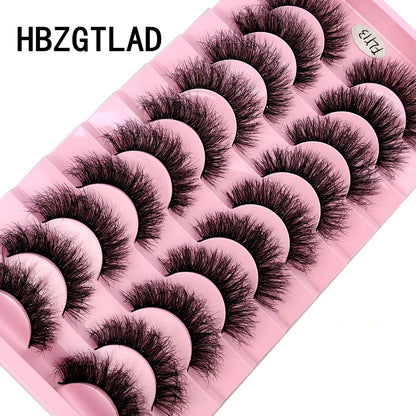 10 Pairs Faux Mink Eyelashes Handmade  Natural  Simulation  3D Curly Eyelashes