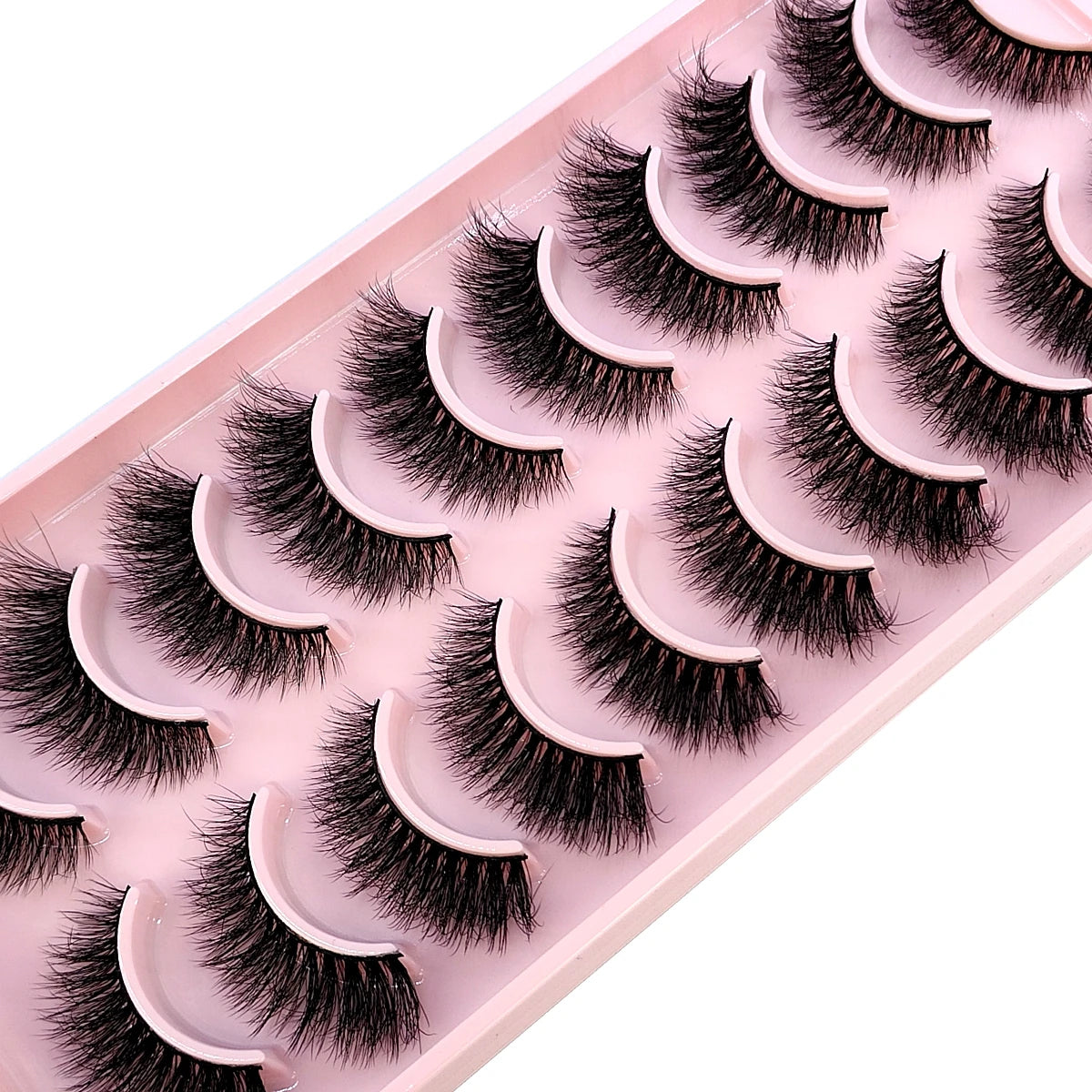 10 Pairs Faux Mink Eyelashes Handmade  Natural  Simulation  3D Curly Eyelashes