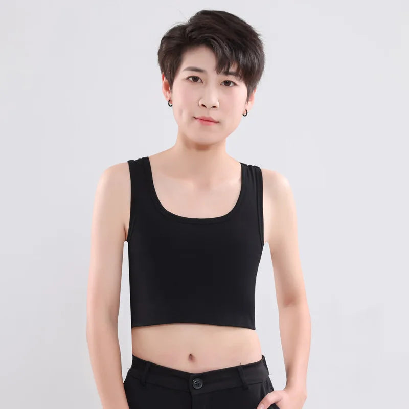Women Flat Chest Binder, With Bandage Pullover Half Length Corset, Tank Top Lesbian Trans Underwear.
